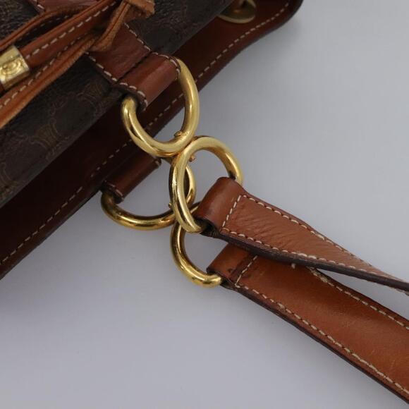 CELINE Macadam Canvas Shoulder Bag Pvc Leather Brown Gold - Picture 9 of 13